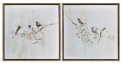 Crestview Collection Feathered Friends 2-Piece White Wall Art