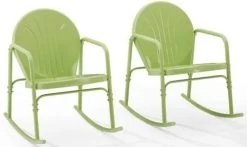 Crosley FurnitureĀ® Griffith 2-Piece Key Lime Gloss Outdoor Metal Rocking Chair Set