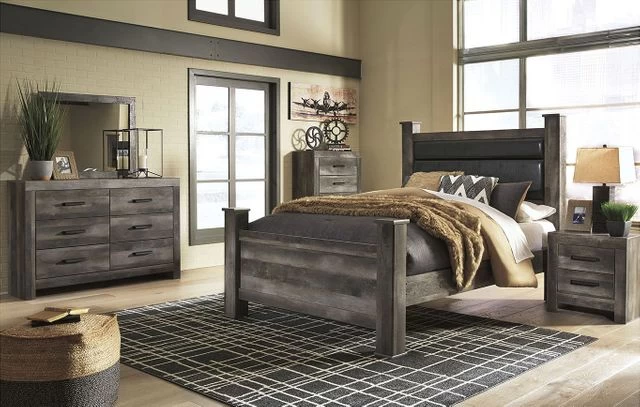 Signature Design By Ashley® Wynnlow 3pc Rustic Gray Queen Upholstered Poster Bedroom Set P73783461 3 Signature Design By Ashley® Wynnlow 3pc Rustic Gray Queen Upholstered Poster Bedroom Set P73783461