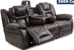 Steve Silver Co. Oportuna Coffee Dual-Power Reclining Sofa With Drop-Down Table -Furniture Store 7011d8c5 fea3 4a47 af52 1b724cb9b655