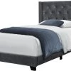 Monarch Specialties Bed, Twin Size, Platform, Teen, Frame, Upholstered, Velvet, Wood Legs, Grey, Chrome, Transitional -Furniture Store 73e92551 7094 4766 821f fd07b2c8eb55
