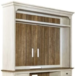 Liberty Farmhouse Reimagined Antique White/Chestnut Entertainment Hutch