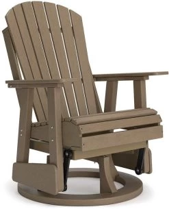 Signature Design By Ashley® Hyland Wave Driftwood Outdoor Swivel Glider Chair