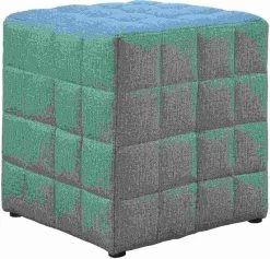 Monarch Specialties Ottoman, Pouf, Footrest, Foot Stool, 18" Square, Linen Look, Blue, Contemporary, Modern