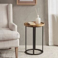 Olliix By Martha Stewart Reclaimed Oak/Iron Irisa Round Accent Table -Furniture Store 7ab06673 436b 43c4 836a 75057a9c9068