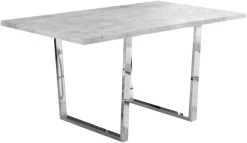 Monarch Specialties Dining Table, 60" Rectangular, Kitchen, Dining Room, Metal, Laminate, Grey, Chrome, Contemporary, Modern