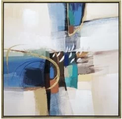 Crestview Collection Dynamic II Blue/Gold/White Wall Art