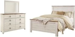 Signature Design By Ashley® Willowton 3pc Whitewash King Panel Bedroom Set P33488354