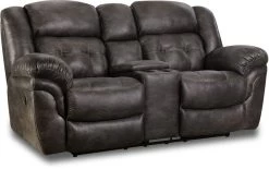 HomeStretch Denali Charcoal Power Reclining Loveseat With Console
