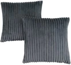 Monarch Specialties Inc. 2-Piece Grey Ultra Soft Ribbed Style Pillow Set
