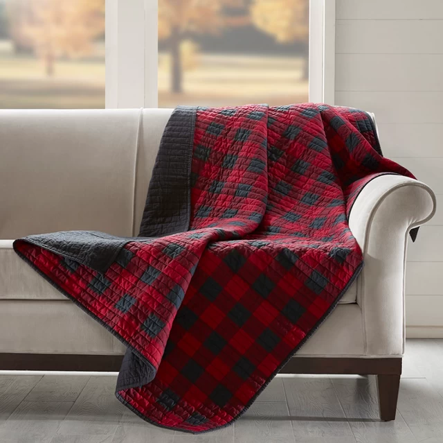 Olliix By Woolrich Check Red Quilted Throw 4 Olliix By Woolrich Check Red Quilted Throw - Image 2
