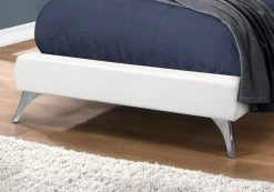 Monarch Specialties Bed, Twin Size, Platform, Teen, Frame, Upholstered, Pu Leather Look, Wood Legs, White, Chrome, Contemporary, Modern -Furniture Store 85e458ae 63bb 492b 8e46 e5a80ef98eb2