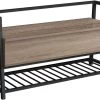 Monarch Specialties Bench, Entryway, Hallway, Storage, 42" Rectangular, Metal, Laminate, Brown, Black, Contemporary, Modern -Furniture Store 8648d188 d063 49e6 bfa3 d7602110bbd6