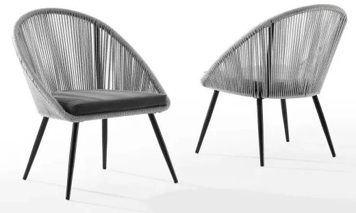 Crosley Furniture® Aspen 3-Piece Gray/Matte Black Outdoor Rope Chair Set 5 Crosley Furniture® Aspen 3-Piece Gray/Matte Black Outdoor Rope Chair Set - Image 3