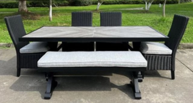 Signature Design By Ashley® Beachcroft Black/Light Gray Outdoor Bench 4 Signature Design By Ashley® Beachcroft Black/Light Gray Outdoor Bench - Image 2