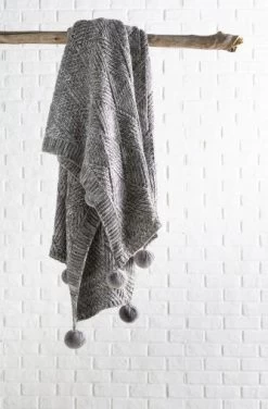 Surya Odella Charcoal 50"x60" Throw Blanket -Furniture Store 8b8d3016 c7c9 494e bc4a a2d9ddf6dcbb