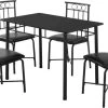 Monarch Specialties Dining Table Set, 5Pcs Set, Small, 40" Rectangular, Kitchen, Metal, Laminate, Black, Contemporary, Modern