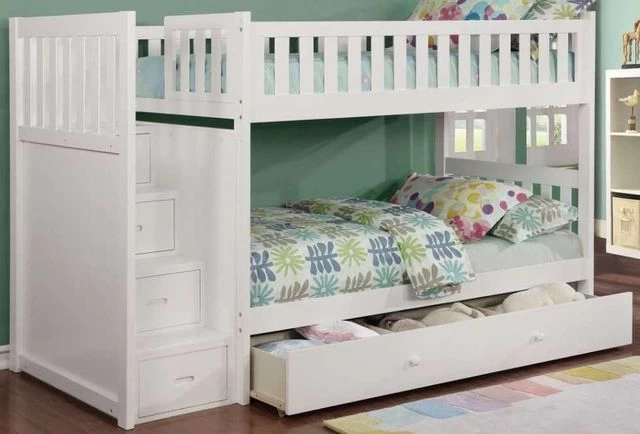 Lifestyle White Twin/Twin Bunk Bed With Ladder Chest 3 Lifestyle White Twin/Twin Bunk Bed With Ladder Chest