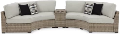 Signature Design By Ashley® Calworth 3-Piece Beige Outdoor Sectional Set