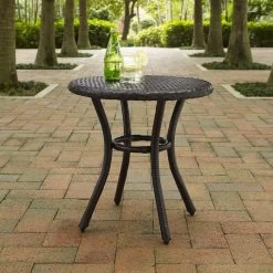 Crosley Furniture® Palm Harbor Brown Outdoor Wicker Round Side Table -Furniture Store 94d7499f abce 42a4 a5e2 80b45b13d40f