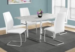 Monarch Specialties Dining Table, 60" Rectangular, Kitchen, Dining Room, Metal, Laminate, Grey, Chrome, Contemporary, Modern -Furniture Store 9643a5bc 3d04 4329 9d08 abf6a4726100