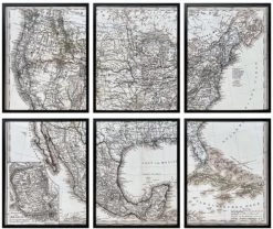 Crestview Collection Logan's Atlas 6-Piece Black/Gray Wall Art Set