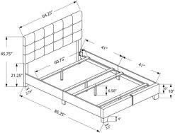 Monarch Specialties Bed, Full Size, Platform, Bedroom, Frame, Upholstered, Linen Look, Wood Legs, Beige, Black, Transitional -Furniture Store 970c1919 c276 42f4 9954 003bdac80591
