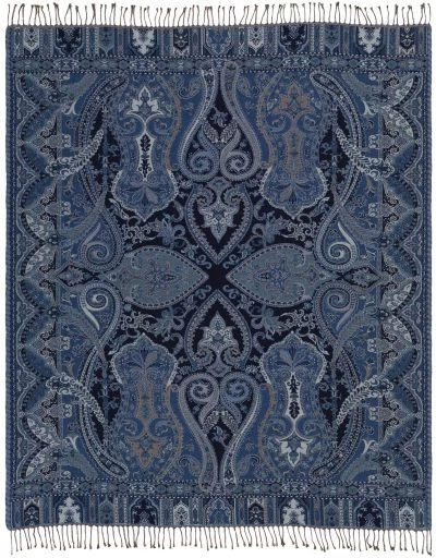 Surya Boteh Dark Blue 50"x60" Throw Blanket 4 Surya Boteh Dark Blue 50"x60" Throw Blanket - Image 2