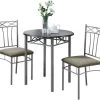 Monarch Specialties Dining Table Set, 3Pcs Set, Small, 30" Round, Kitchen, Metal, Laminate, Brown, Grey, Transitional -Furniture Store 989806c2 e009 48da 9380 e5002ce8157f