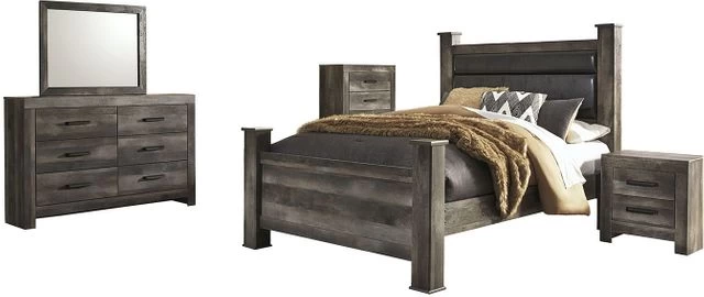 Signature Design By Ashley® Wynnlow 3pc Rustic Gray Queen Upholstered Poster Bedroom Set P73783461 4 Signature Design By Ashley® Wynnlow 3pc Rustic Gray Queen Upholstered Poster Bedroom Set P73783461 - Image 2