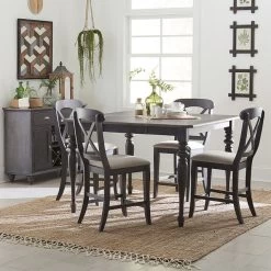 Liberty Furniture Ocean Isle Slate With Weathered Pine Finish 5 Piece Gathering Height Table Set P19508643