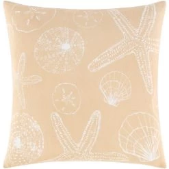 Surya Sea Life Wheat 18"x18" Toss Pillow Shell Only.