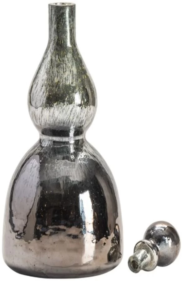 Crestview Collection Cannes Silver Small Glass Bottle With Round Ball Stopper 4 Crestview Collection Cannes Silver Small Glass Bottle With Round Ball Stopper - Image 2