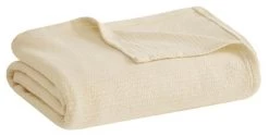 Olliix By Madison Park Freshspun Basketweave Natural Twin Cotton Blanket