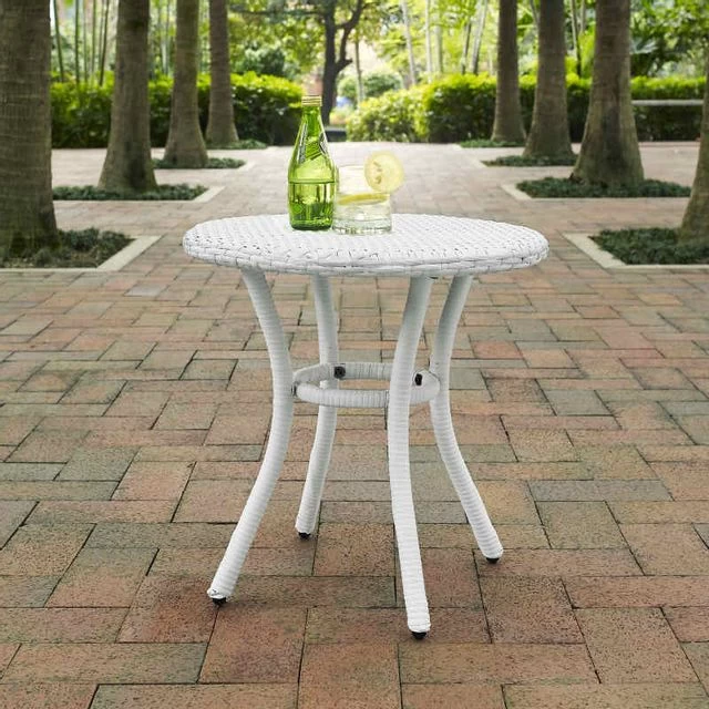 Crosley Furniture® Palm Harbor White Outdoor Wicker Round Side Table 6 Crosley Furniture® Palm Harbor White Outdoor Wicker Round Side Table - Image 4