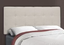 Monarch Specialties Bed, Full Size, Platform, Bedroom, Frame, Upholstered, Linen Look, Wood Legs, Beige, Black, Transitional -Furniture Store a24667b5 c99e 4b2b aed7 00819d62d695