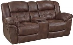 HomeStretch Brown Reclining Loveseat With Console