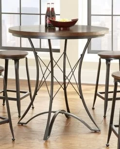 Steve Silver Co. Adele Brown Round Counter Table With Black Base