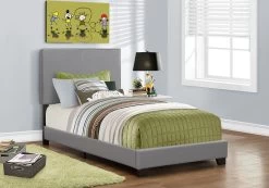 Monarch Specialties Bed, Twin Size, Platform, Bedroom, Frame, Upholstered, Pu Leather Look, Wood Legs, Grey, Transitional 11 Monarch Specialties Bed, Twin Size, Platform, Bedroom, Frame, Upholstered, Pu Leather Look, Wood Legs, Grey, Transitional -Furniture Store af74ba4a fc2e 4b79 bba4 4894a471b291