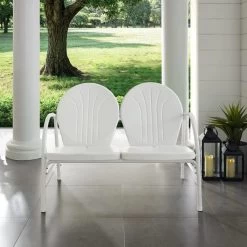 Crosley Furniture® Griffith White Gloss Outdoor Metal Loveseat -Furniture Store b3d08a5e 1b09 41ee 865d 07734c1609ac
