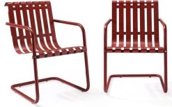 Crosley FurnitureĀ® Gracie 2-Piece Dark Red Satin Outdoor Metal Armchair Set