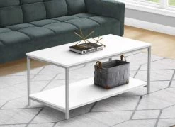 Monarch Specialties Inc. White 40" Two Tier Coffee Table -Furniture Store b82c30a8 4313 4947 bb8f ec56c7ab2649