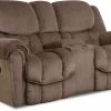 HomeStretch Brown Power Reclining Loveseat With Console