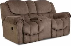 HomeStretch Brown Power Reclining Loveseat With Console