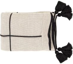 Surya Fleck Beige/Black 50"x60" Throw Blanket