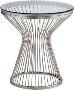 Monarch Specialties Accent Table, Side, End, Nightstand, Lamp, Living Room, Bedroom, Metal, Tempered Glass, Grey, Clear, Transitional