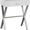 Monarch Specialties Accent Table, Side, End, Nightstand, Lamp, Storage Drawer, Living Room, Bedroom, Metal, Laminate, Glossy White, Chrome, Contemporary, Modern -Furniture Store bc8114bf f539 4cd4 9ff3 2578ba897c3a