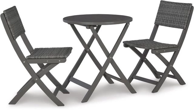 Signature Design By Ashley® Safari Peak 3-Piece Gray Outdoor Table And Chairs Set 3 Signature Design By Ashley® Safari Peak 3-Piece Gray Outdoor Table And Chairs Set
