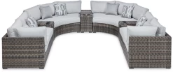 Signature Design By Ashley® Harbor Court 9-Piece Gray Outdoor Sectional