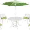 Homestyles® Sanibel 7-Piece White Outdoor Dining Set With Umbrella And Cushions